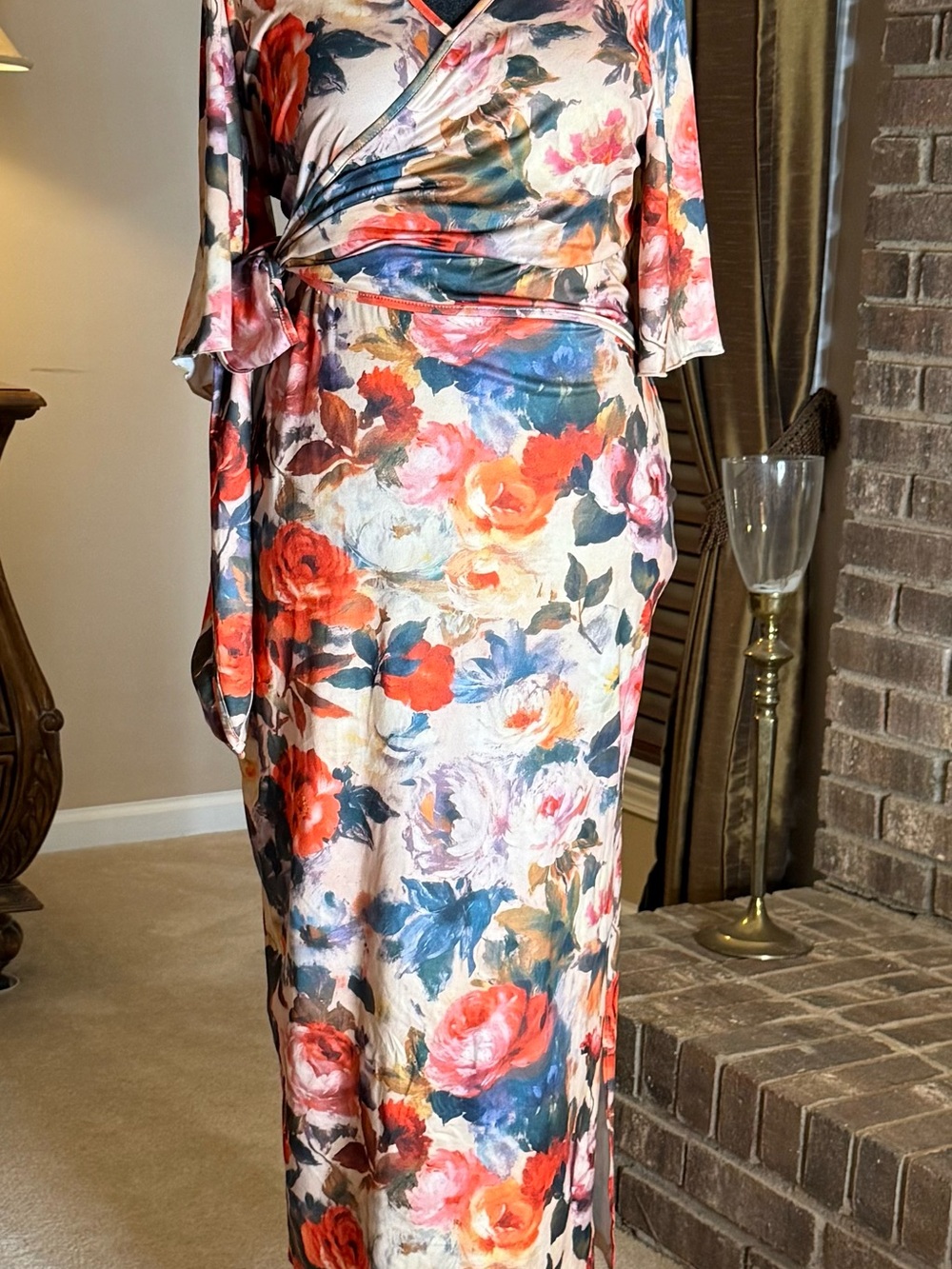 Romantic SHEIN Curve 1XL floral wrap-style maxi dress